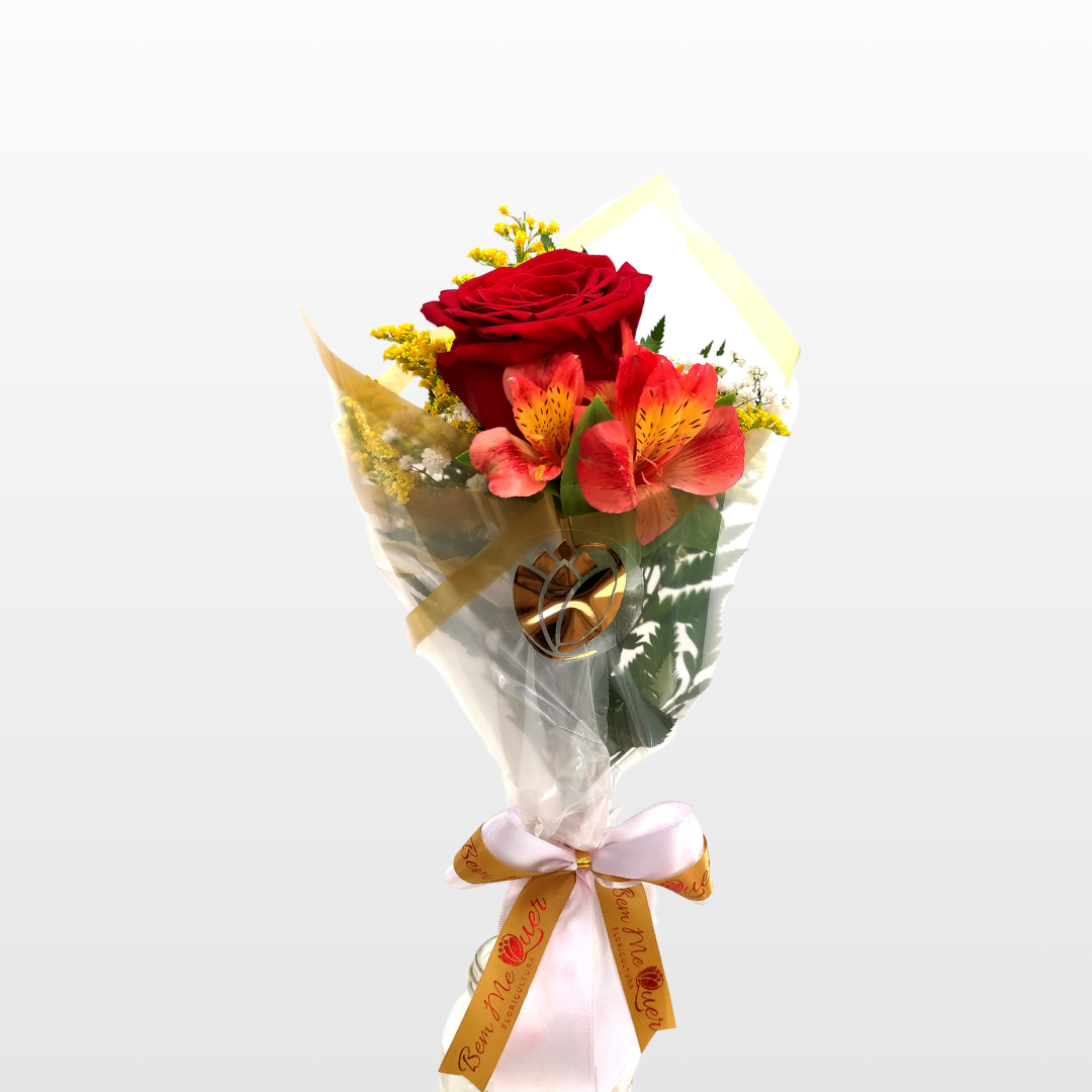 Buqu com 1 Rosa Completo